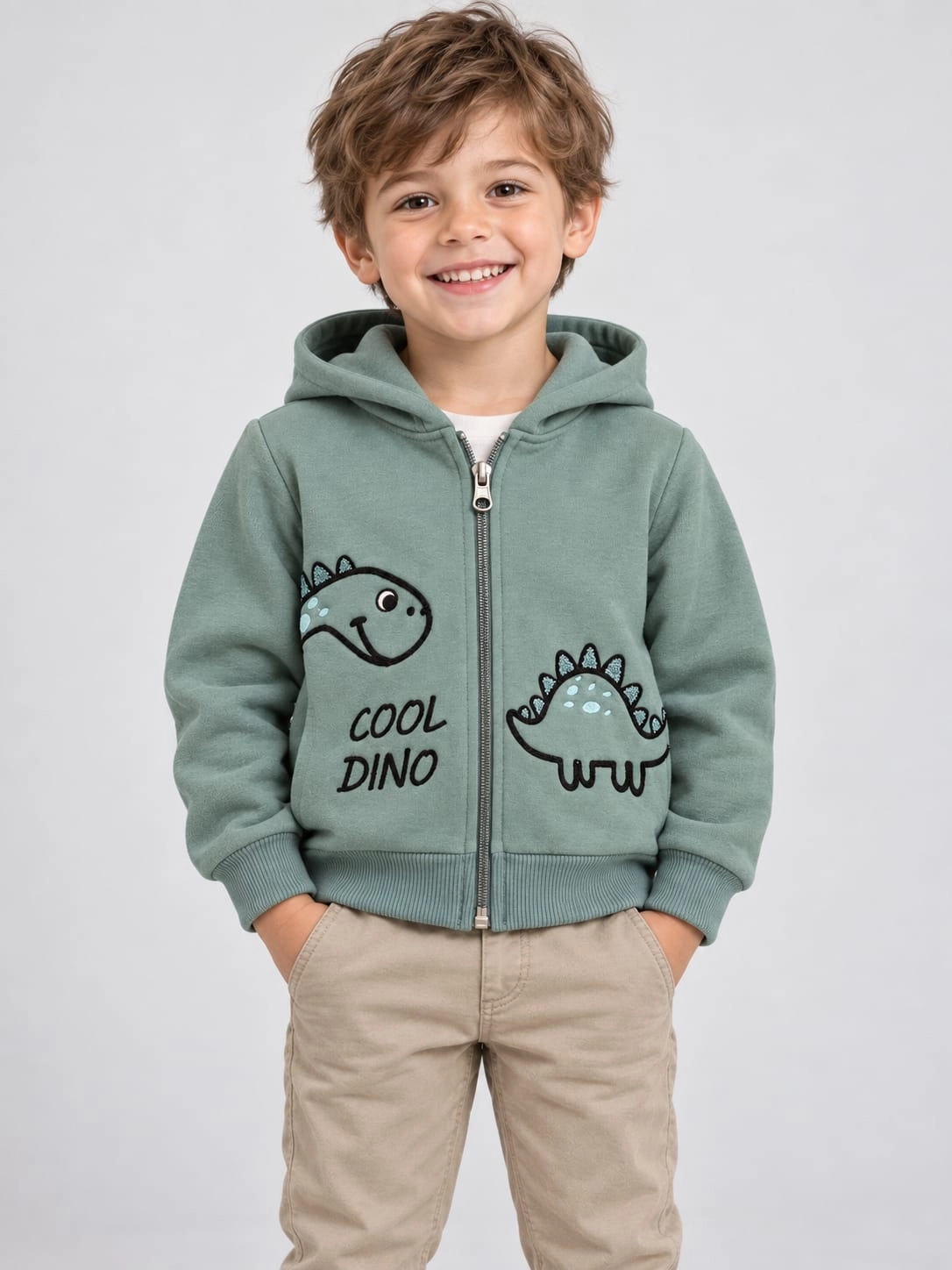 Chlapecká mikina s kapucí a dinosaury