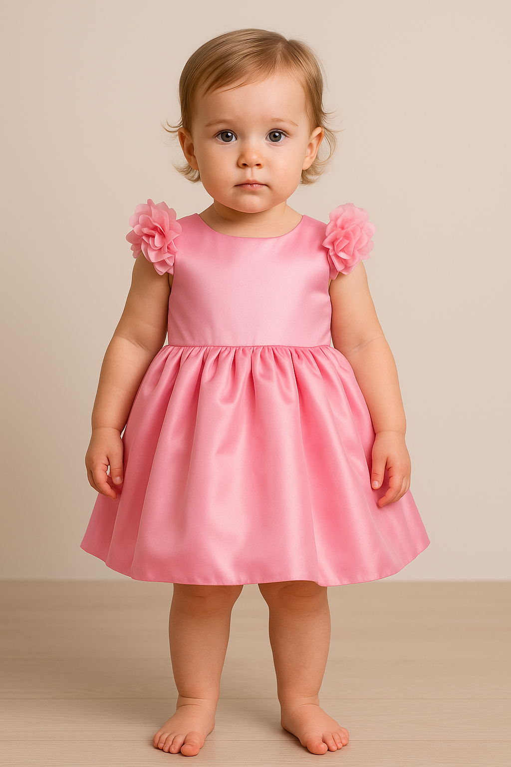Dětské šaty s mašlí-Růžová 8-12 měsíce 