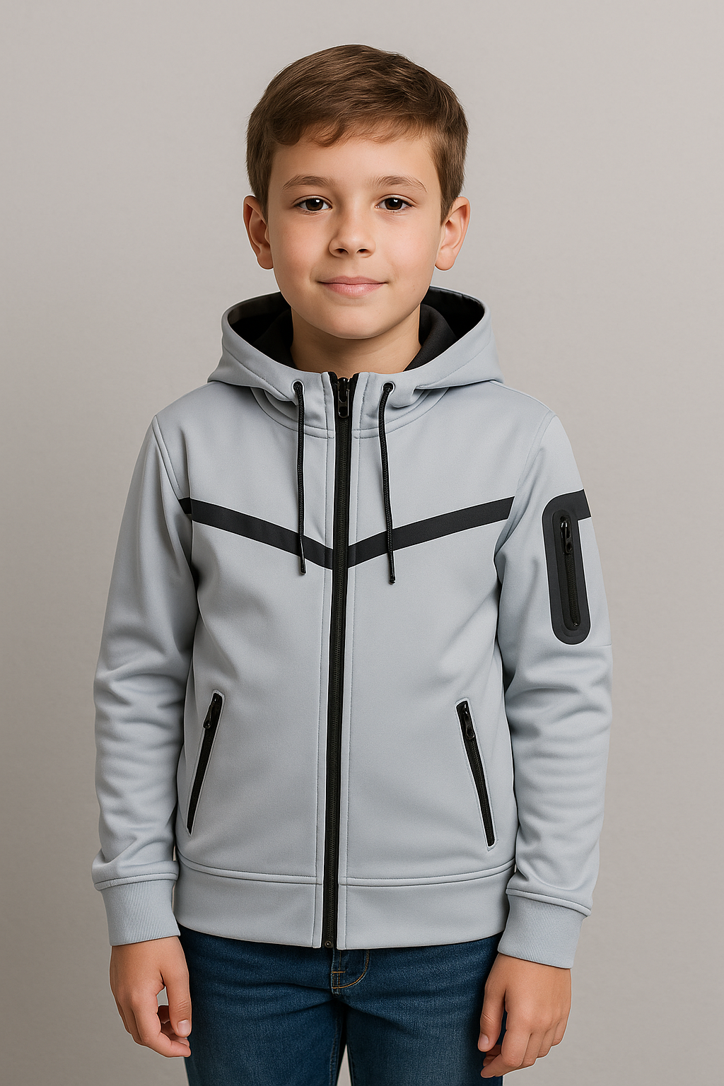 Chlapecká mikina se zipem a kapucí 