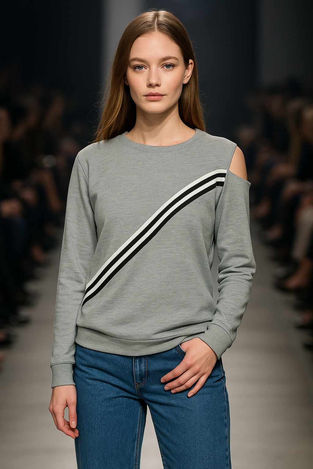 Dámský svetr s výstřih na rameni 