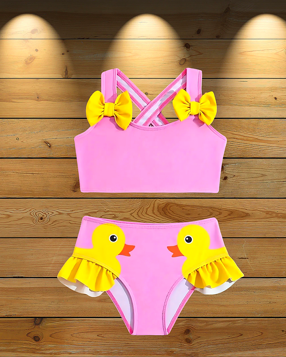 Dívčí plavky Dvoudílné s mašli a káčátko 