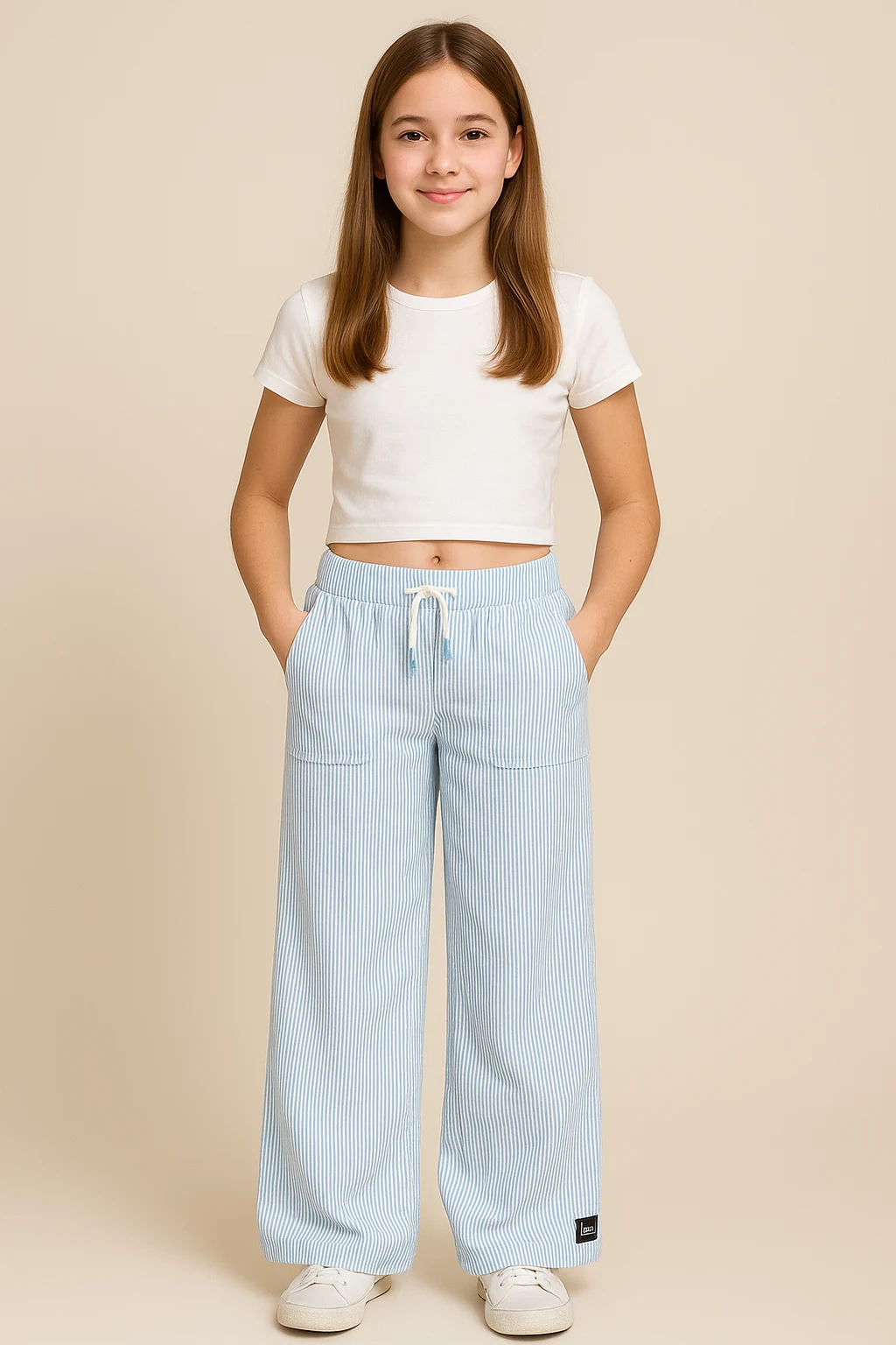 Dívčí módní široké kalhoty z bavlny 