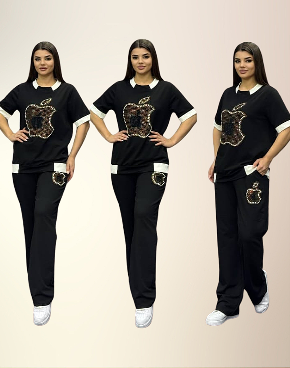 Dámské tričko s potiskem zdobené lesklými kamínky 