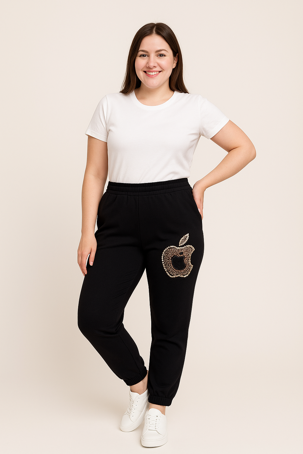 Dámské široké tepláky s lesklým kamínky 