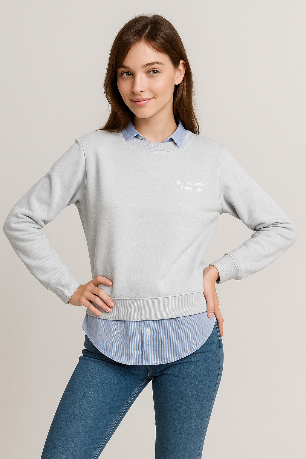 Dámská mikina s 2v1 s košilovým stylem.