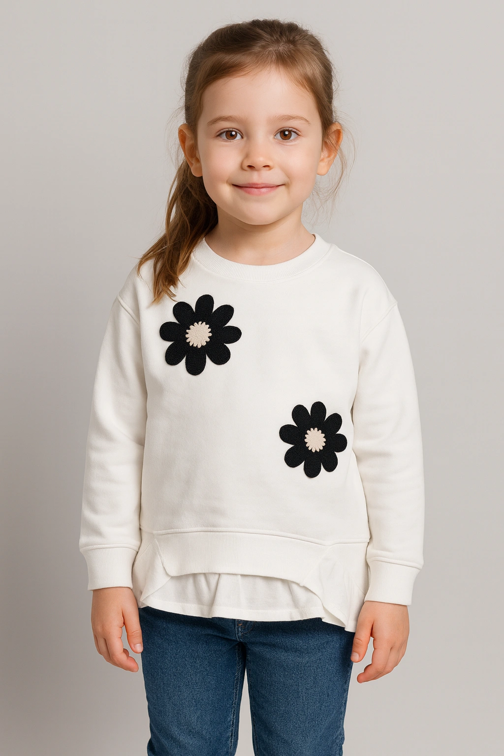 Módní Dívčí mikina s kvetičky