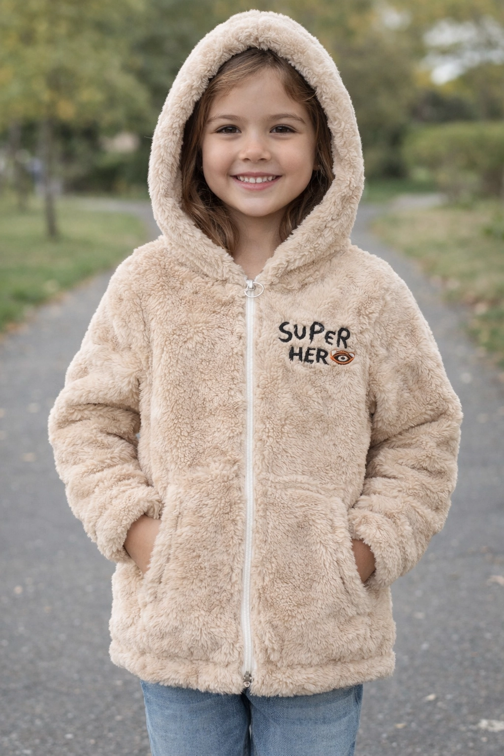 Dětská plyšová mikina s kapucí- dívčí 