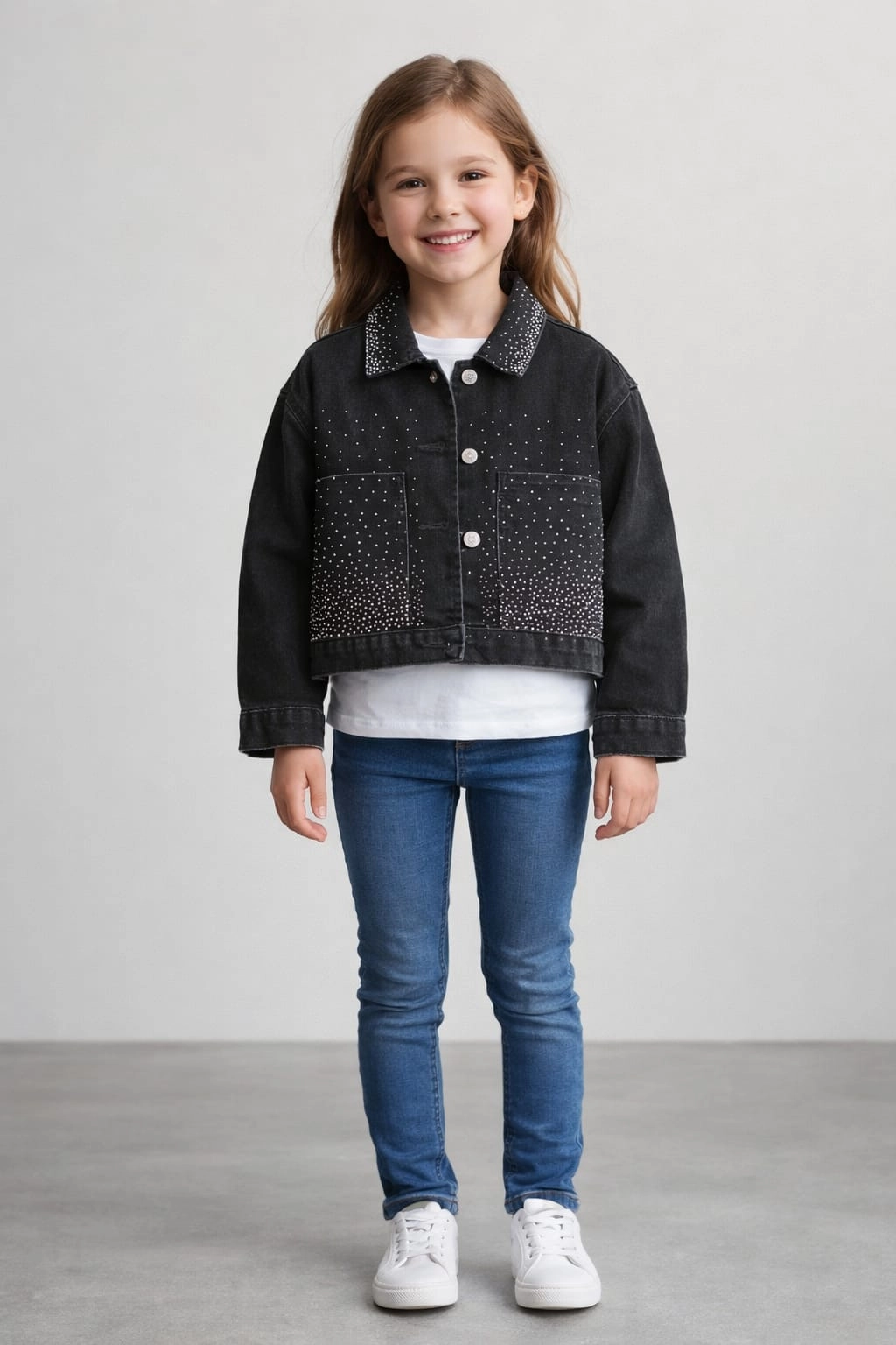 Dívčí džínová bunda s kamínky