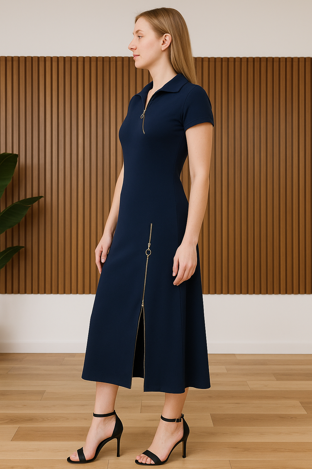 Elegantní šaty se výstřihem na zip