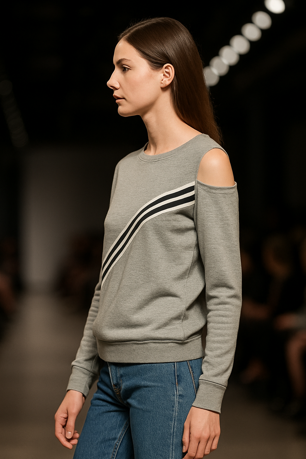 Dámský svetr s výstřih na rameni 