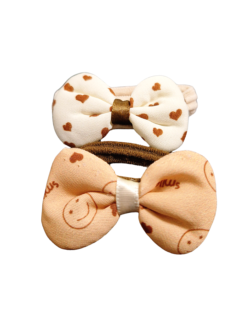 Gumičky do vlasů s květinou a mašlí 2ks