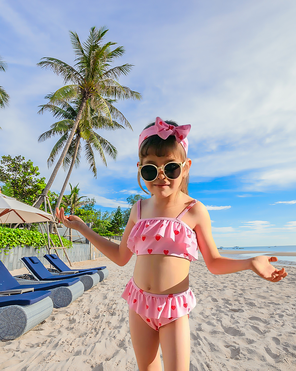 Plavky-dětský set dívčí Trojdílné kalhotky, podprsenka a čelenka 