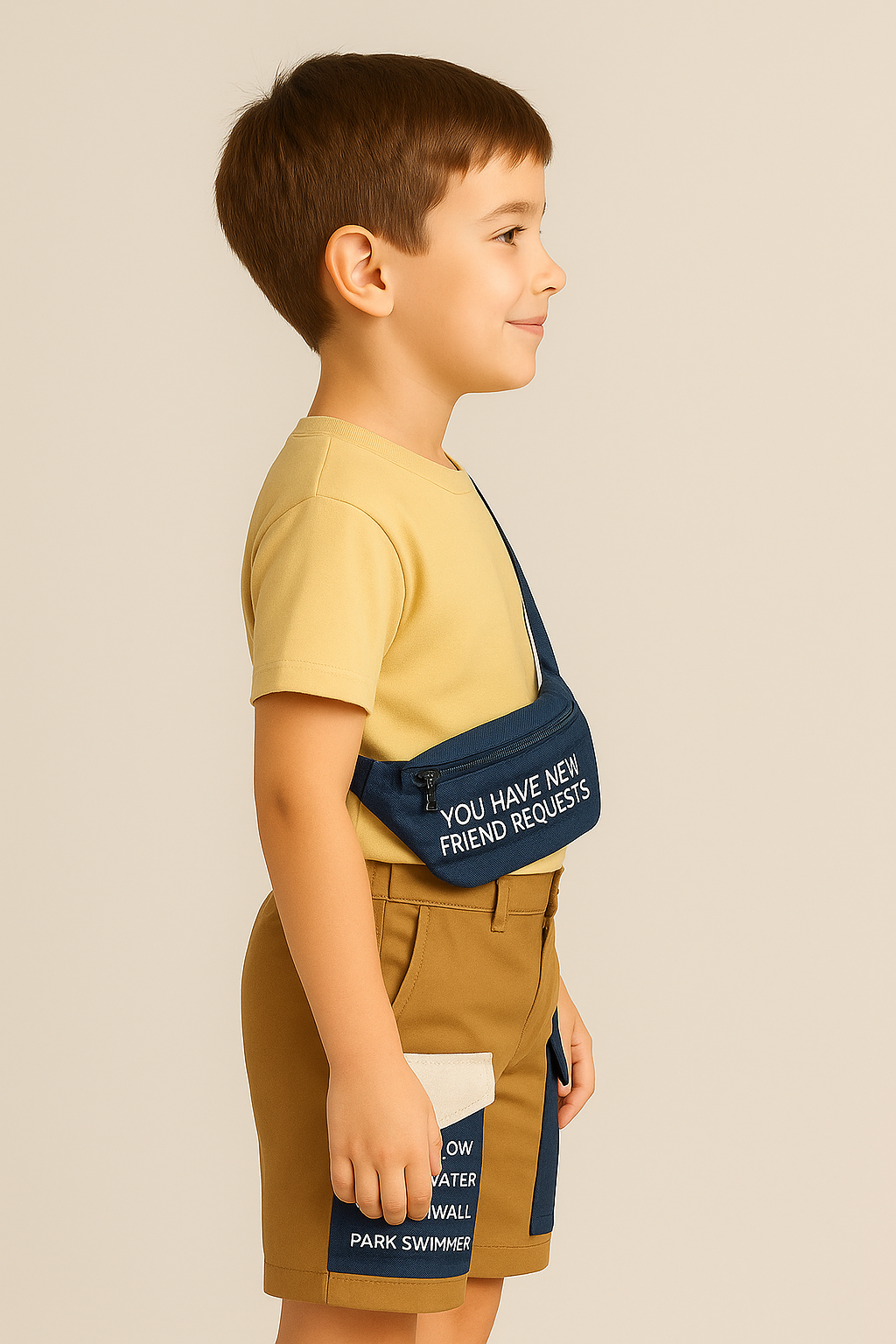 Moderní chlapecká souprava tričko+kraťasy a brašnou 