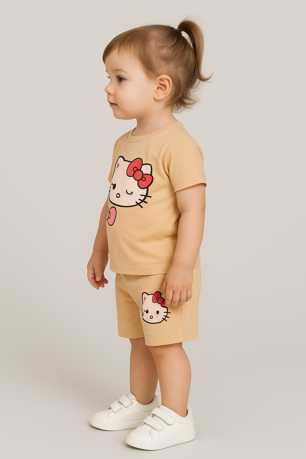 Dětská letní souprava s potiskem kočičky 