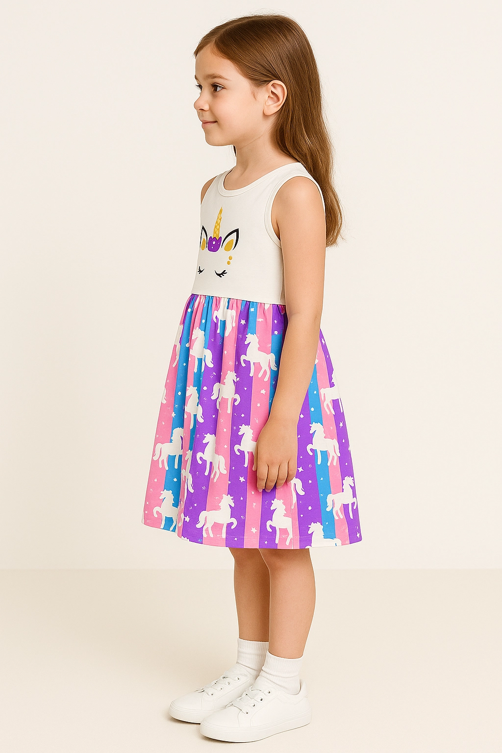 Dívčí letní šaty s potiskem 