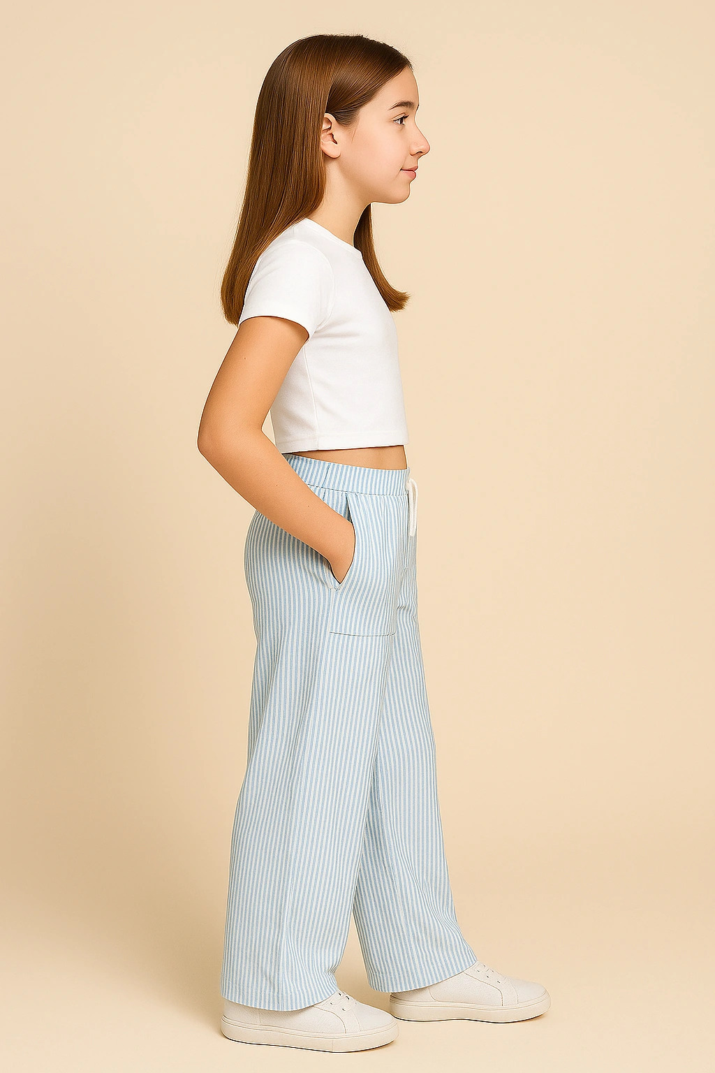 Dívčí módní široké kalhoty z bavlny 