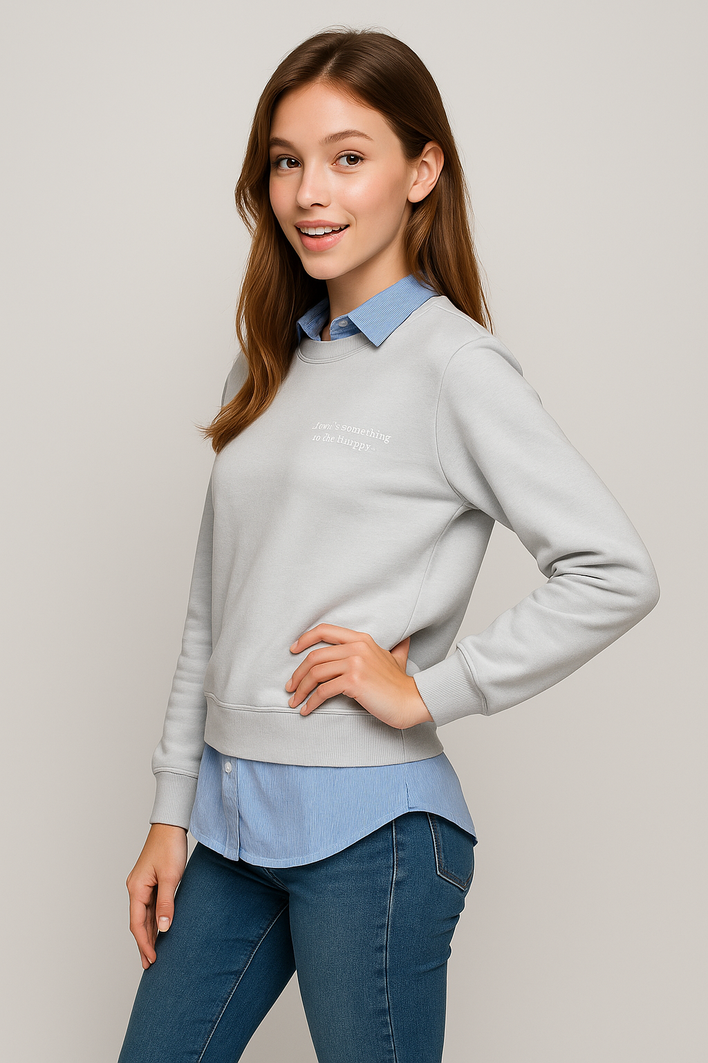 Dámská mikina s 2v1 s košilovým stylem.