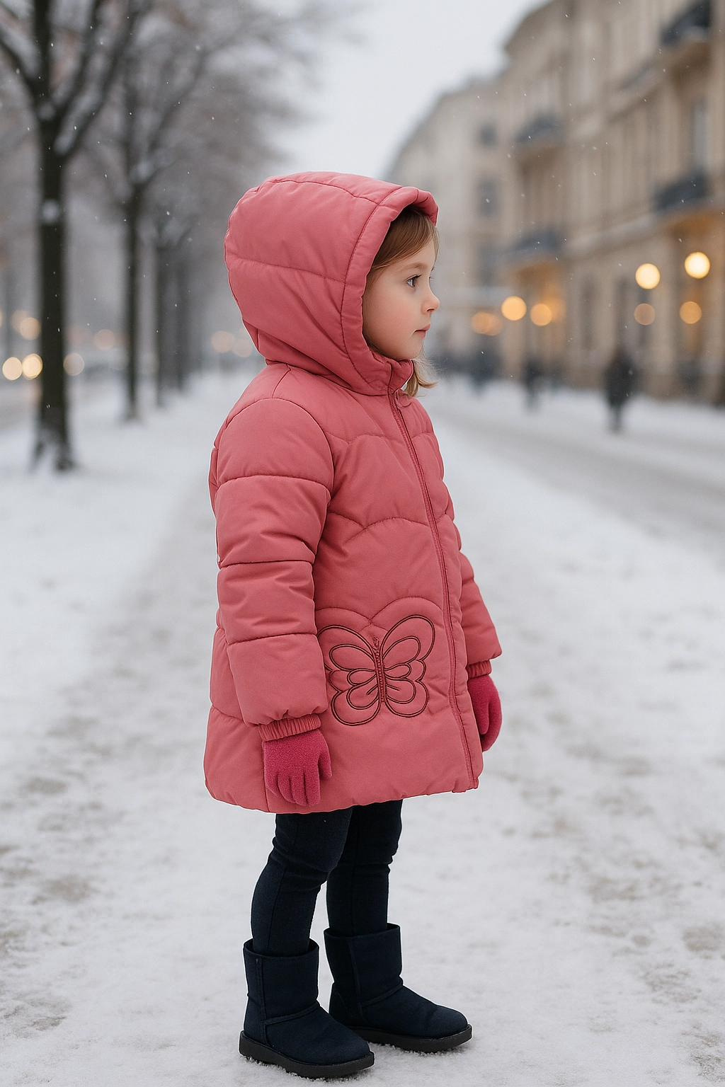 Dívčí zimní bunda s motivem Motýlek 