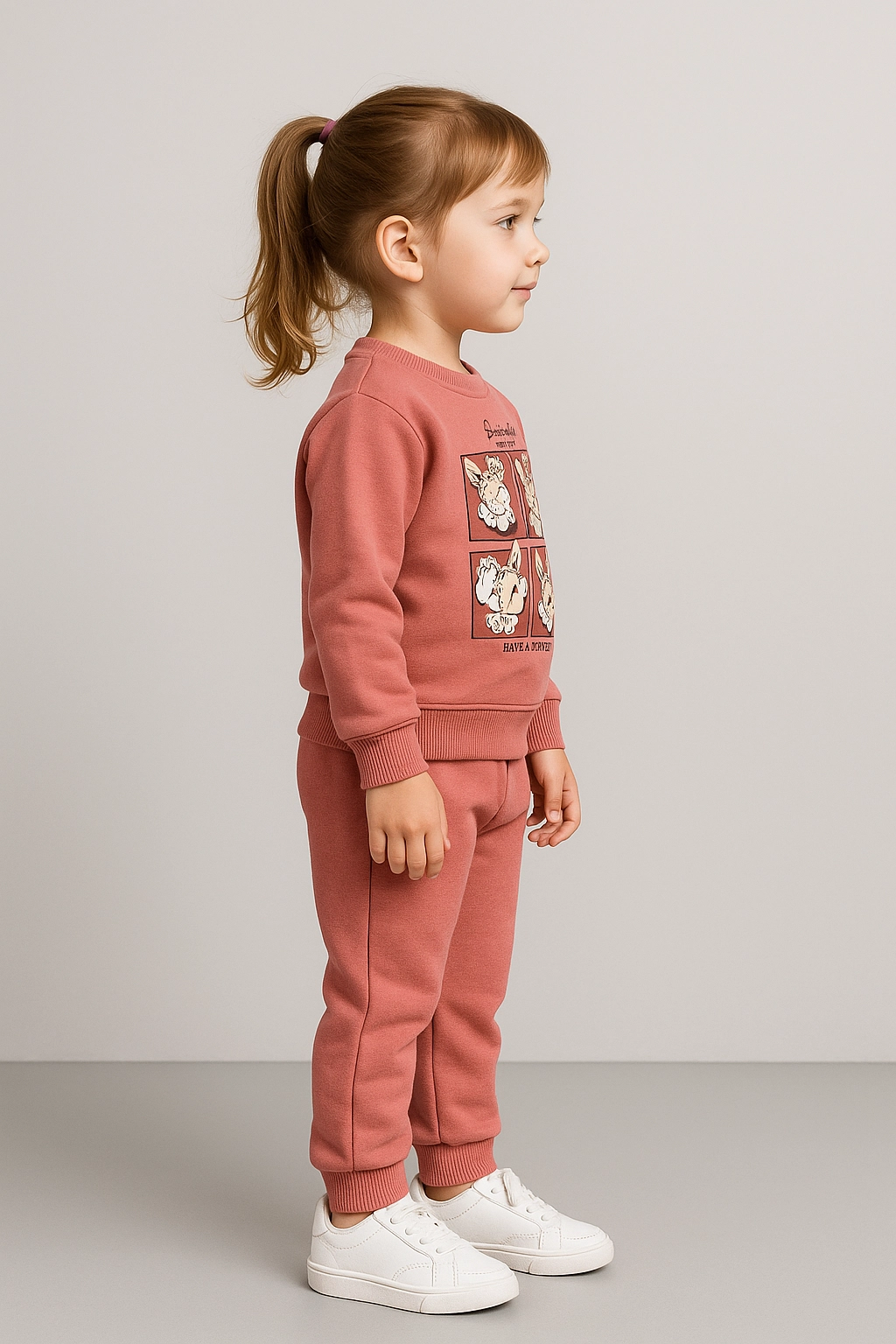 Dívčí tepláková souprava s fleecem a potiskem 