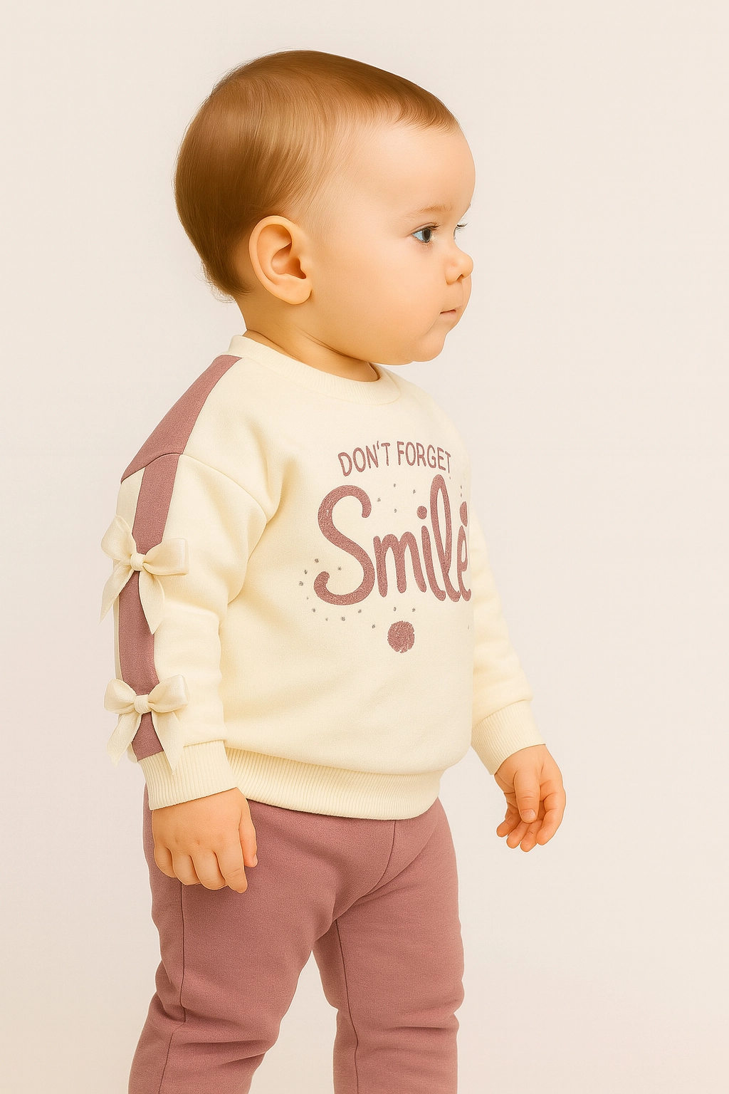 Tepláková souprava pro miminka s potiskem a mašlí 