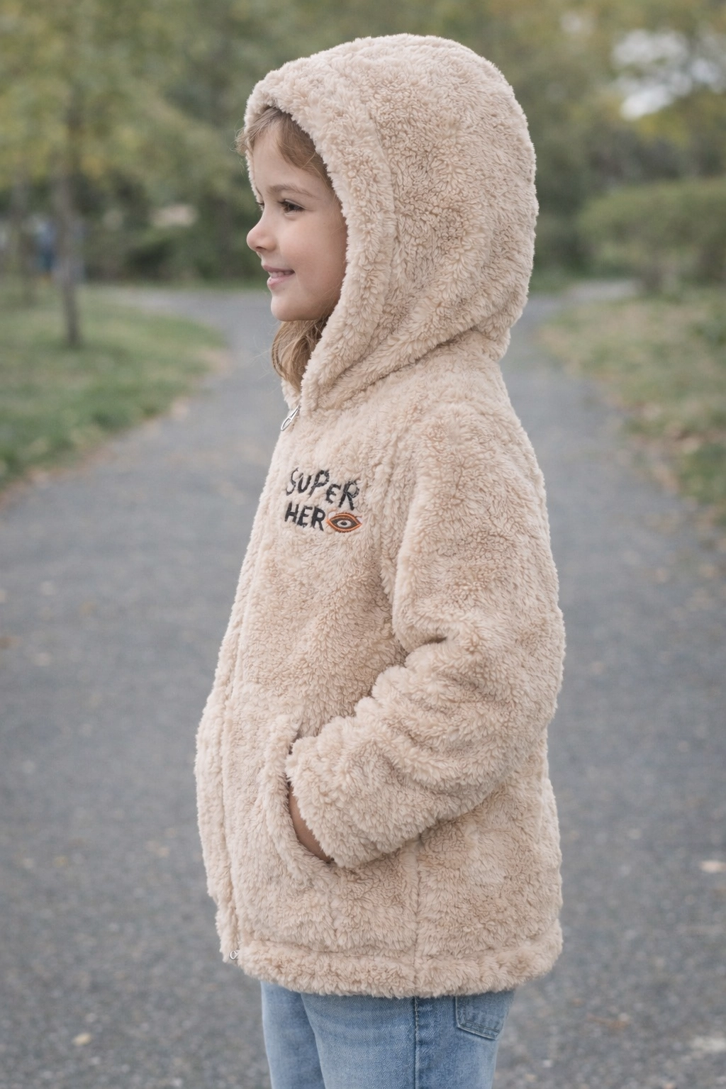 Dětská plyšová mikina s kapucí- dívčí 