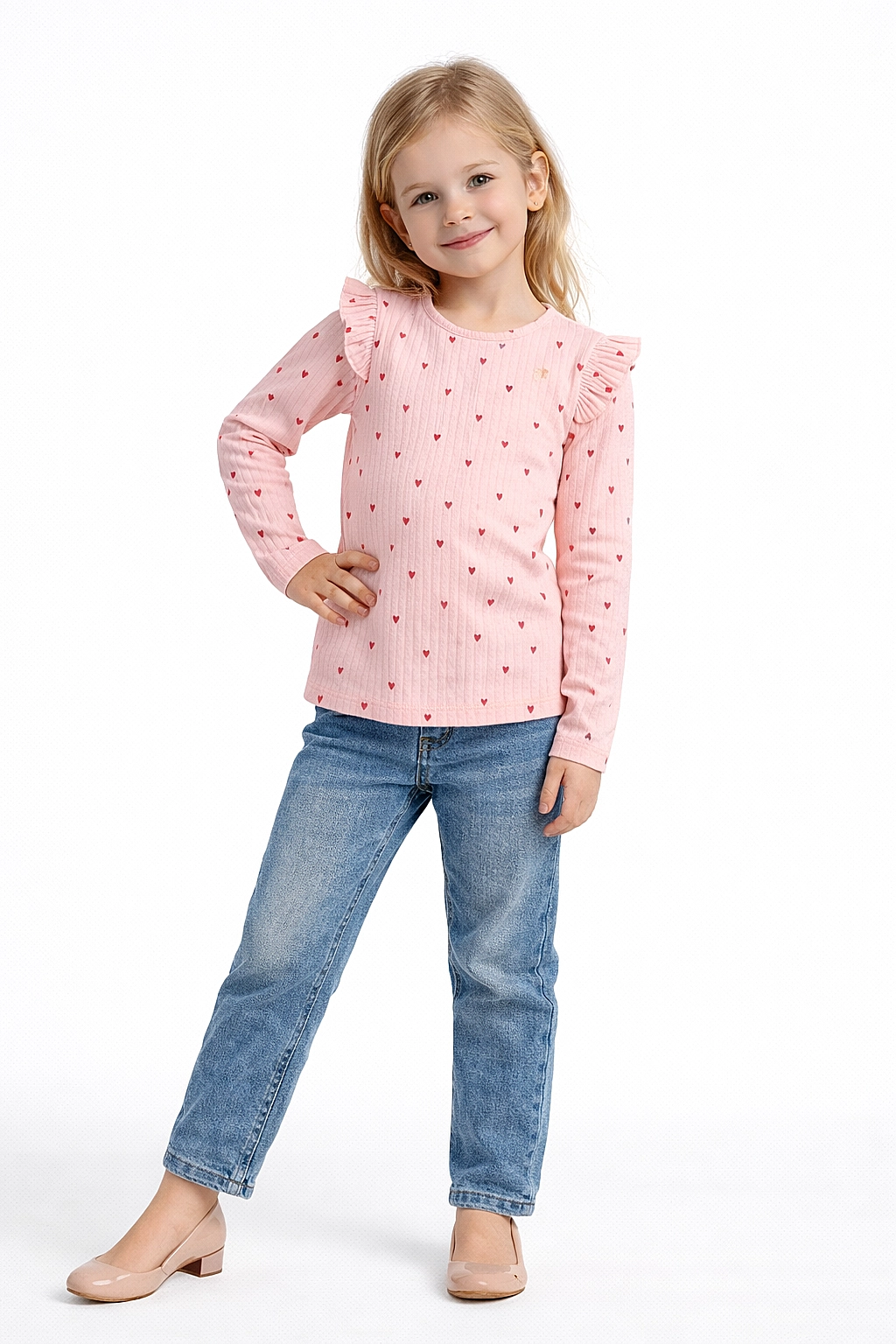 Růžová dětská halenka s dlouhými rukávy- Dívčí 