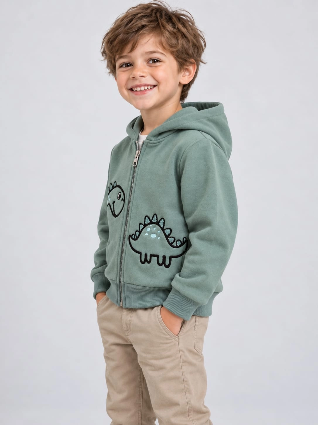 Chlapecká mikina s kapucí a dinosaury