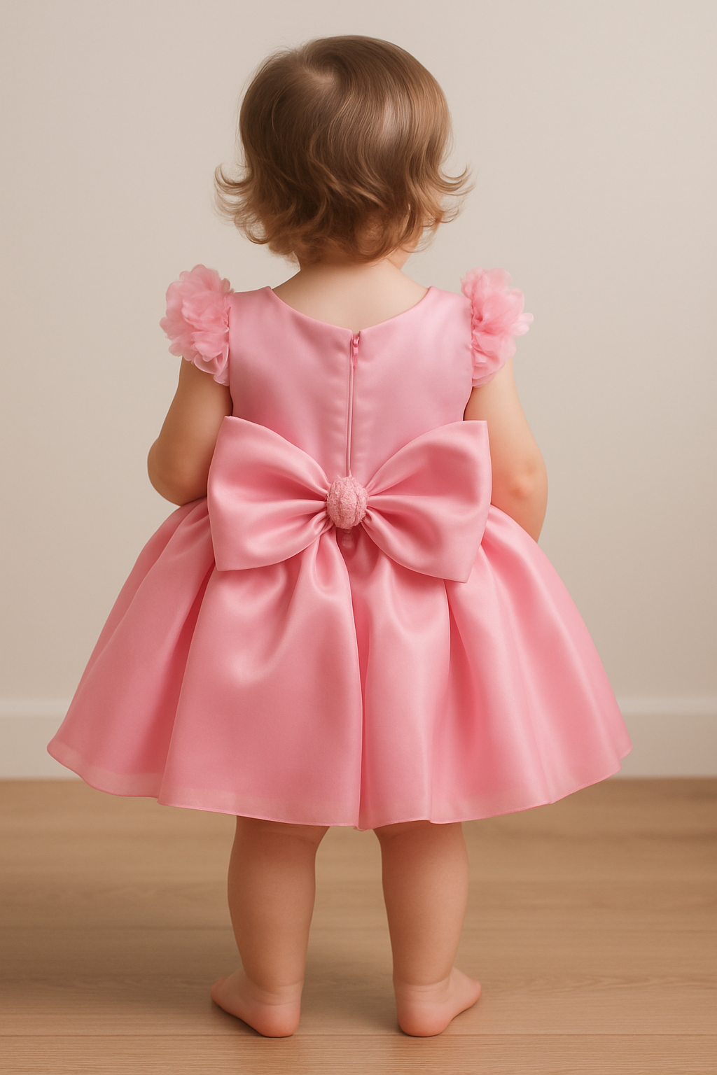 Dětské šaty s mašlí-Růžová 8-12 měsíce 