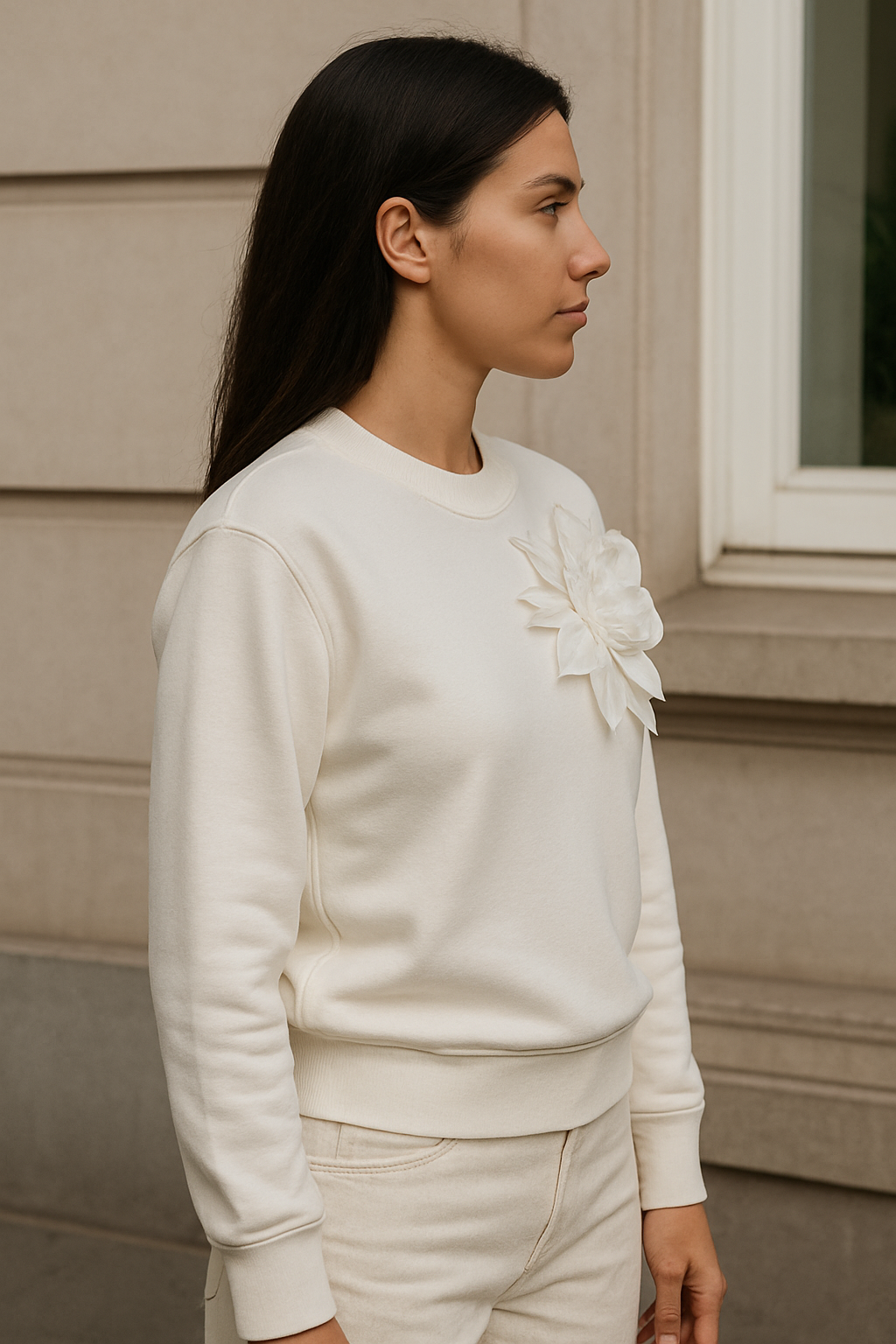 Dámský jarní svetr s květinou 