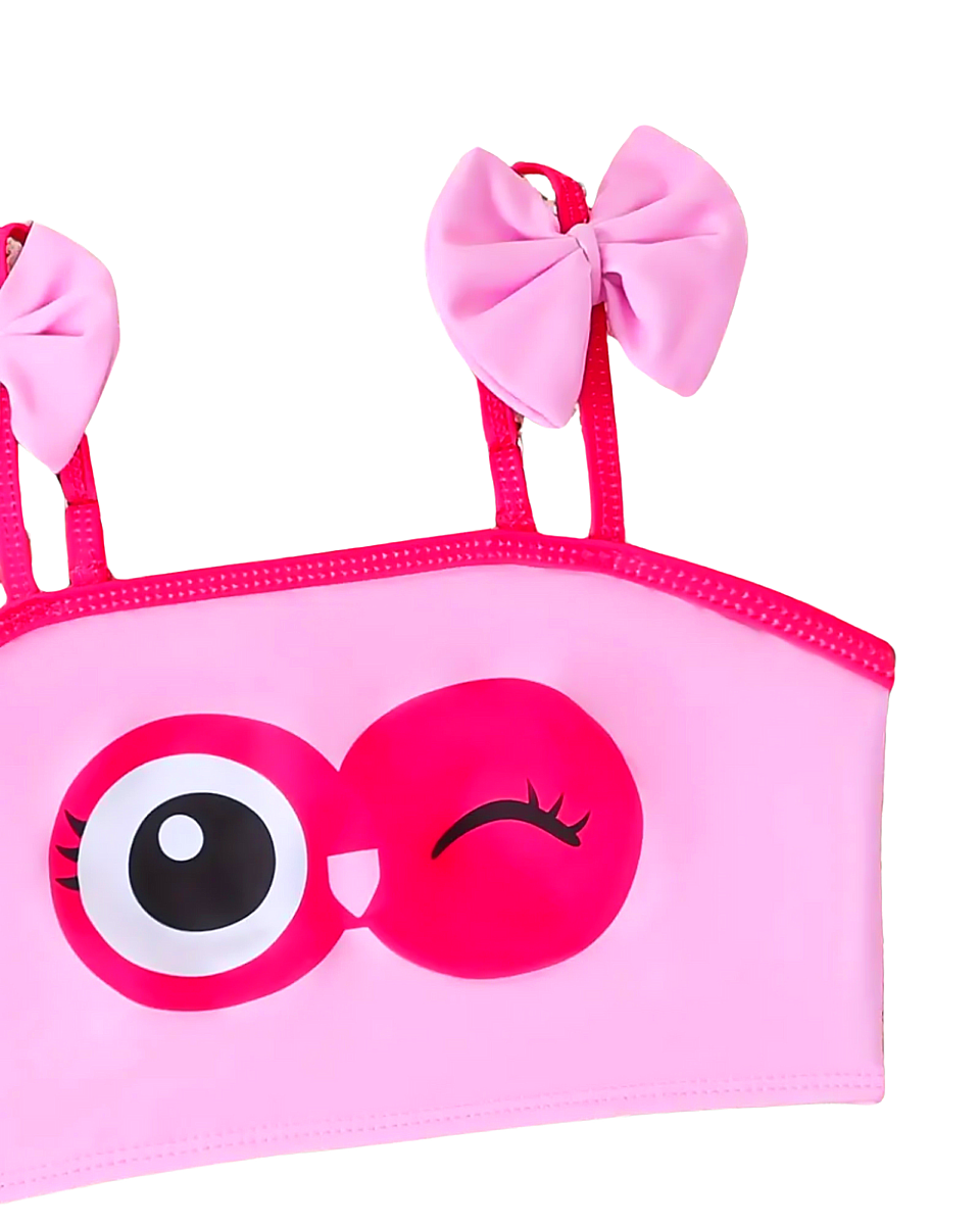 Dívčí plavky Dvoudílné s potiskem a mašlí 