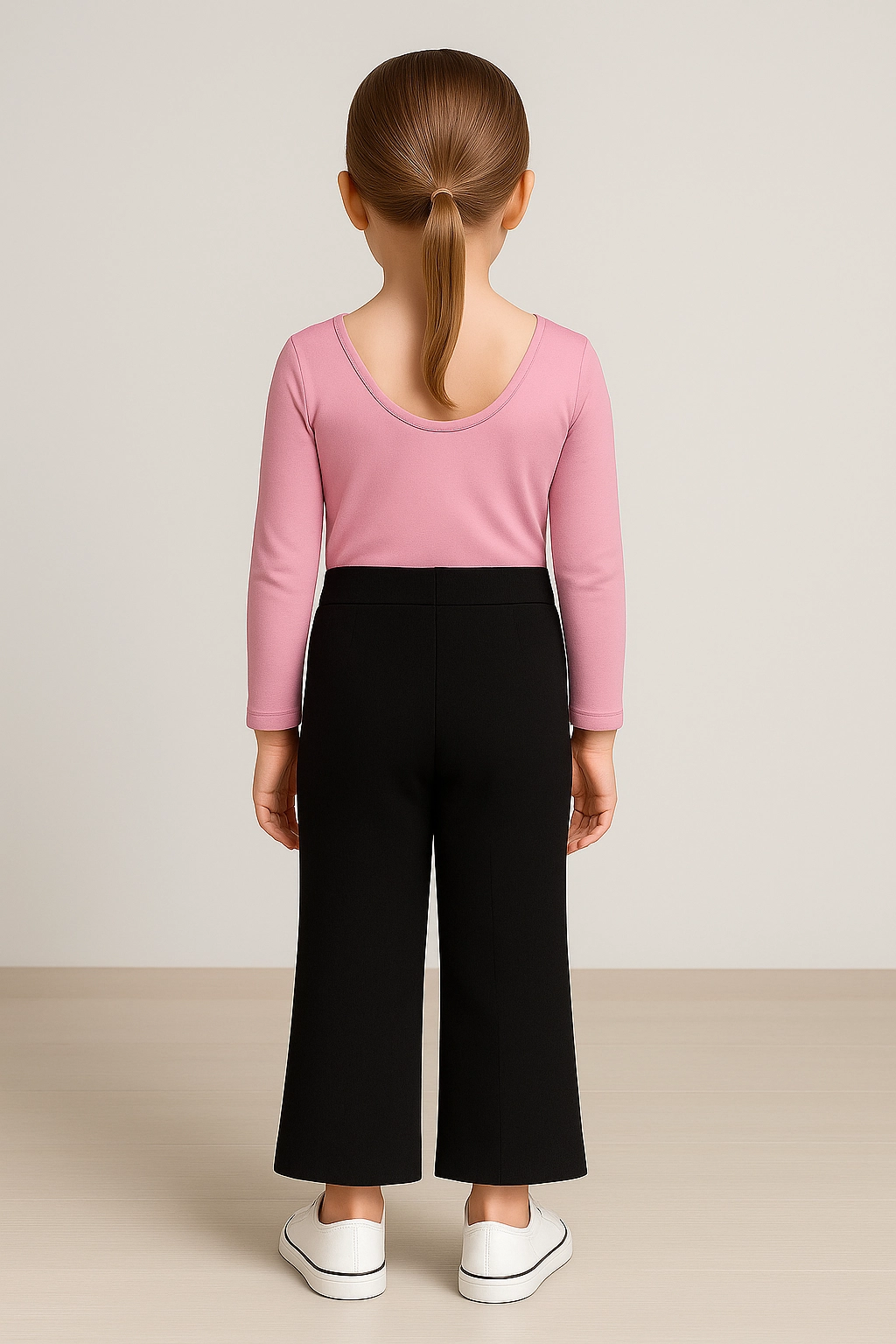 Módní dívčí kalhoty široké s rozparek a mašlí 