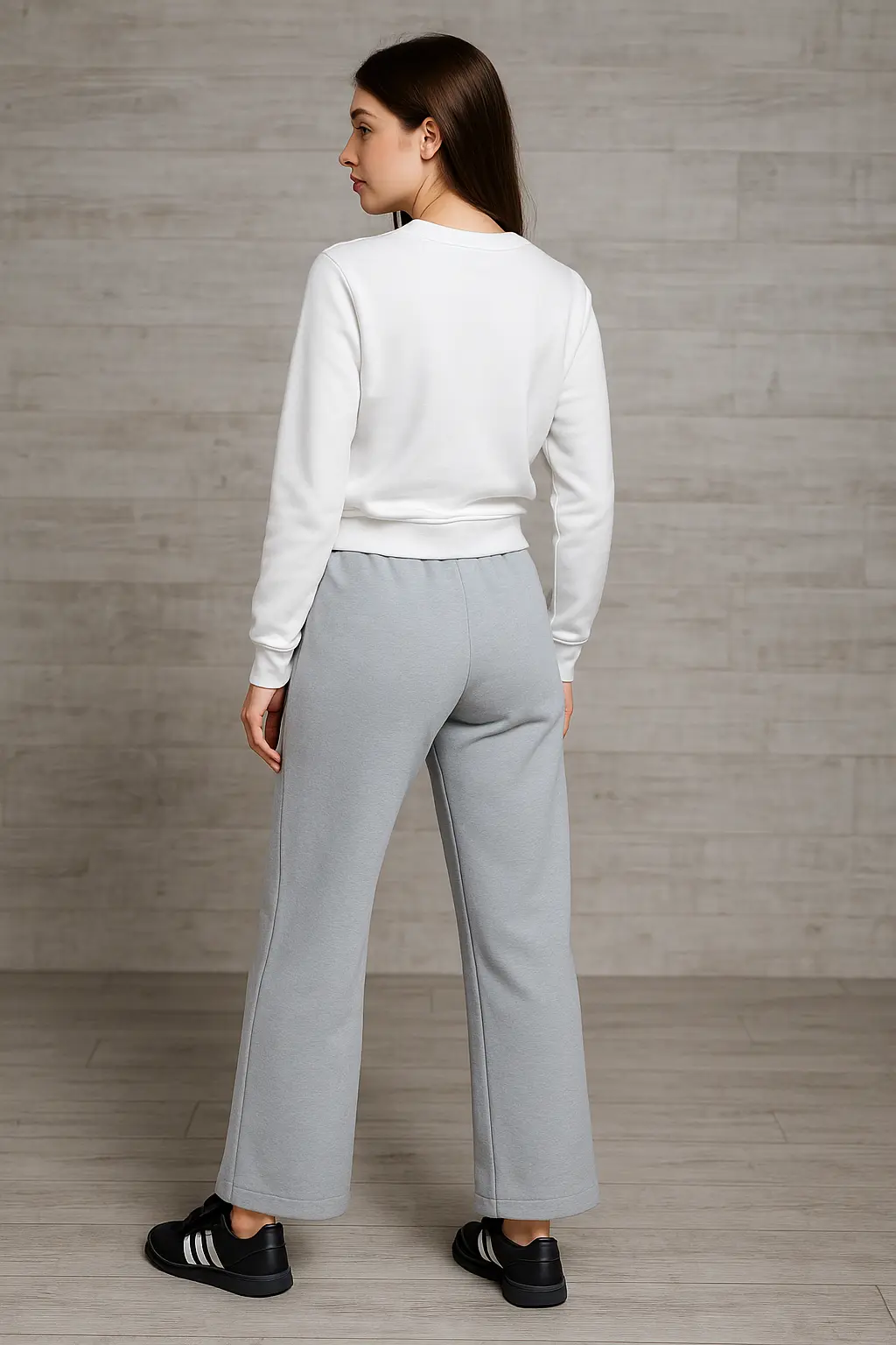 Dámské rozšířené tepláky s fleecem – světle šedé