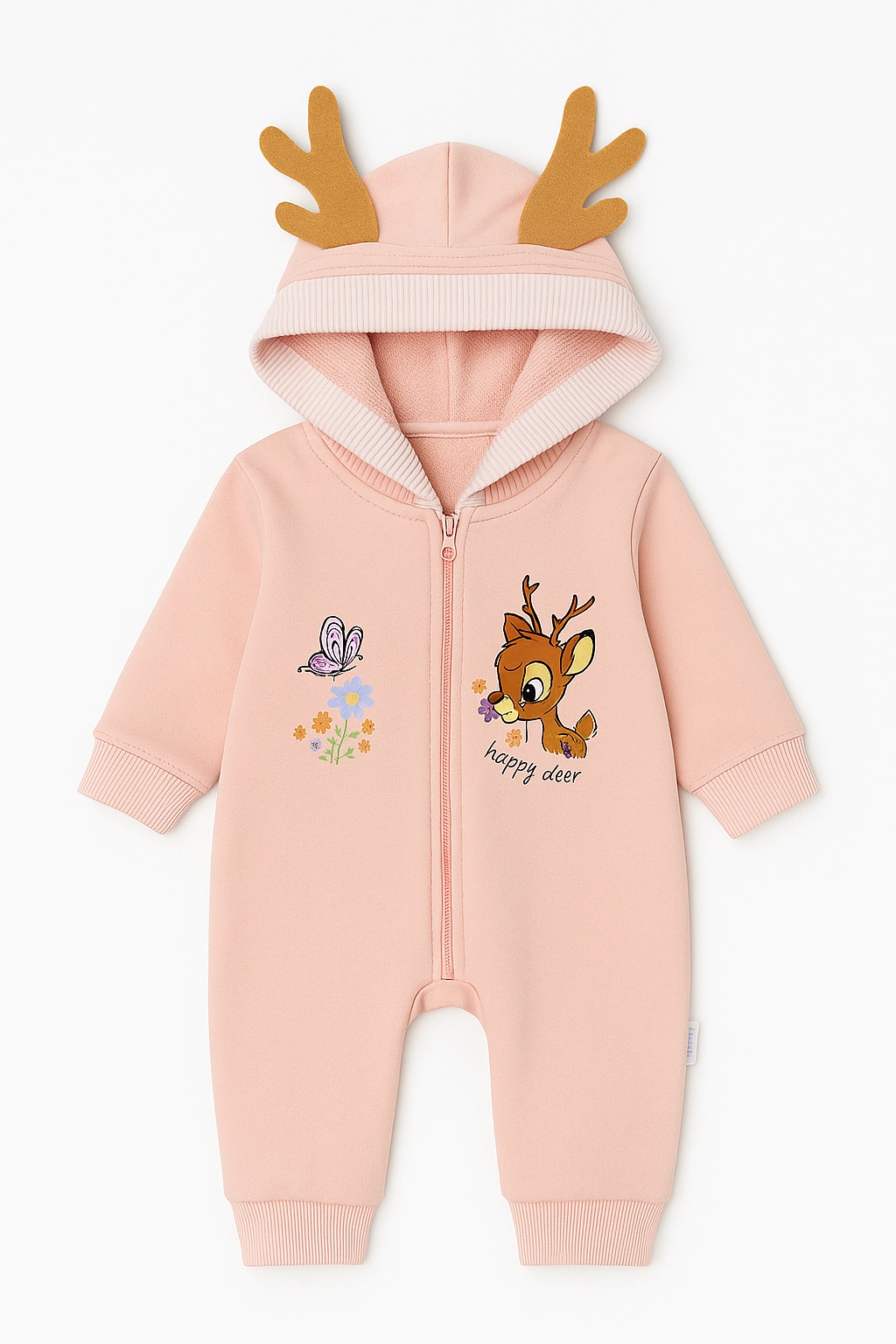 Kombinéza pro miminka s potiskem a textilní jeleními parohy