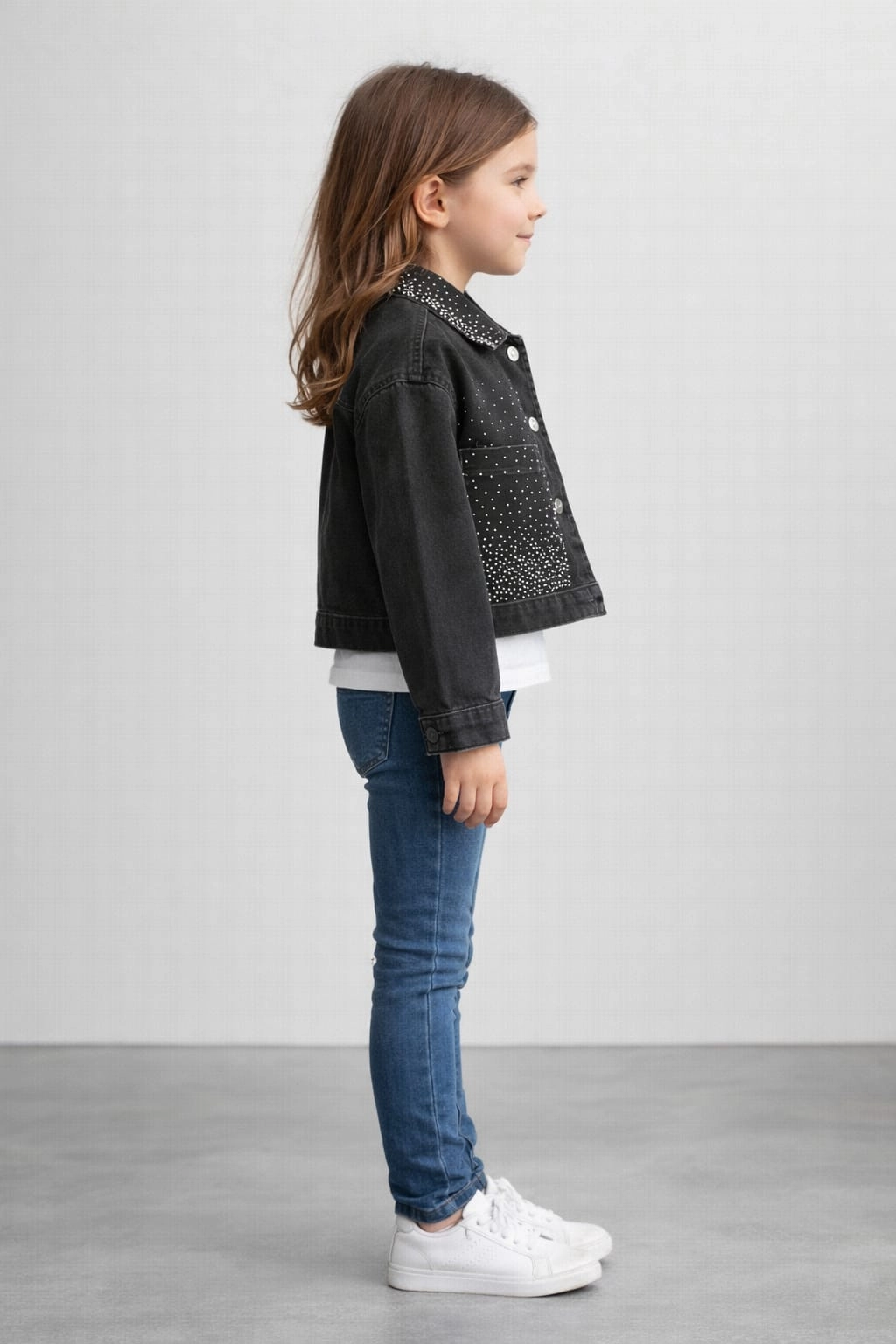 Dívčí džínová bunda s kamínky