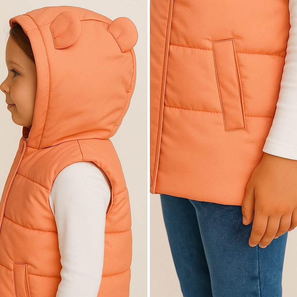 Roztomilá vesta dětská s kapuci 