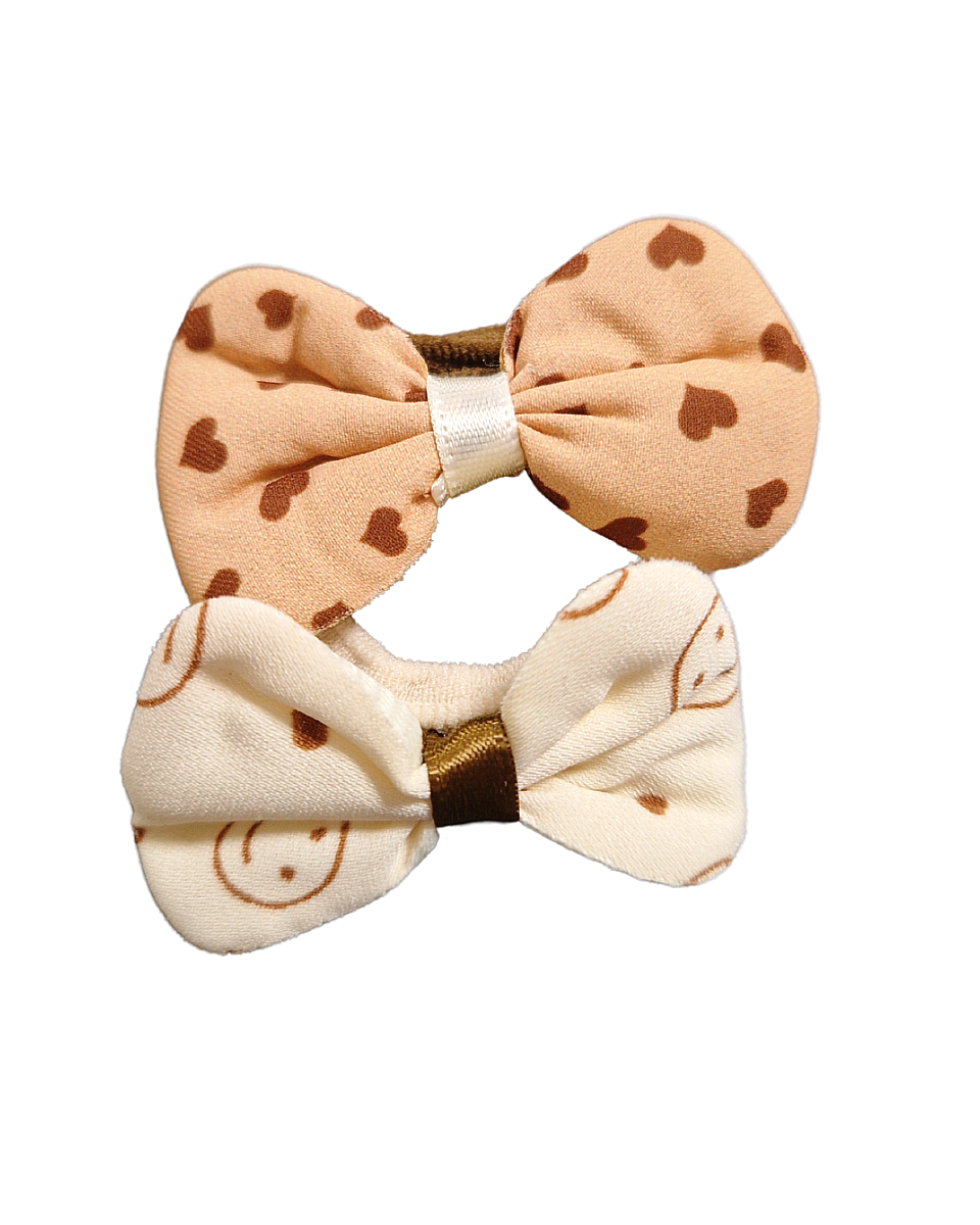 Gumičky do vlasů s květinou a mašlí 2ks