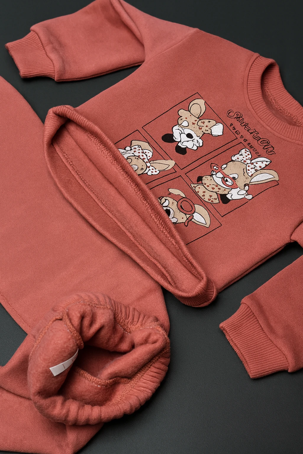 Dívčí tepláková souprava s fleecem a potiskem 