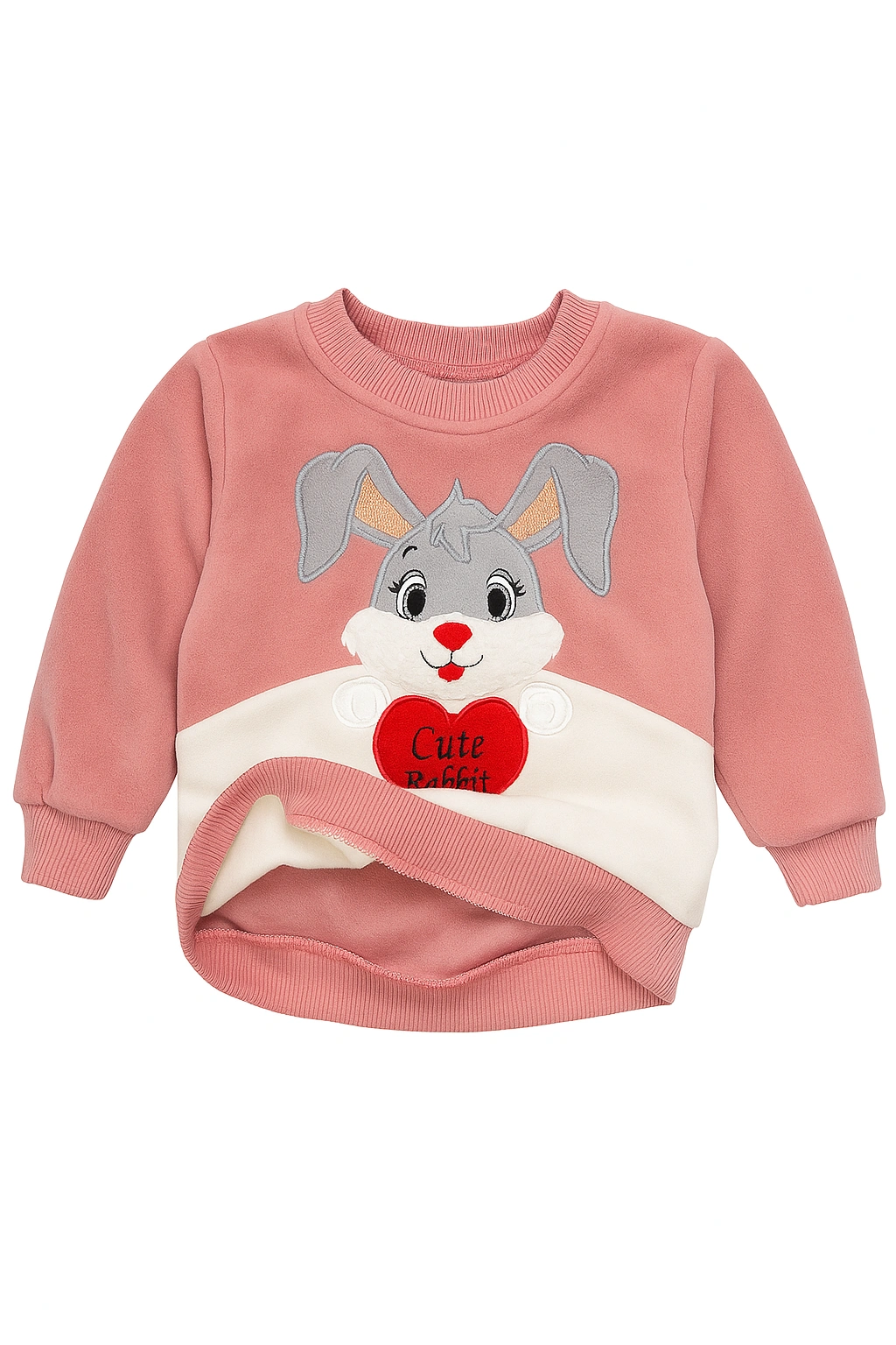Dívčí tepláková souprava s fleecem a potiskem králíček 