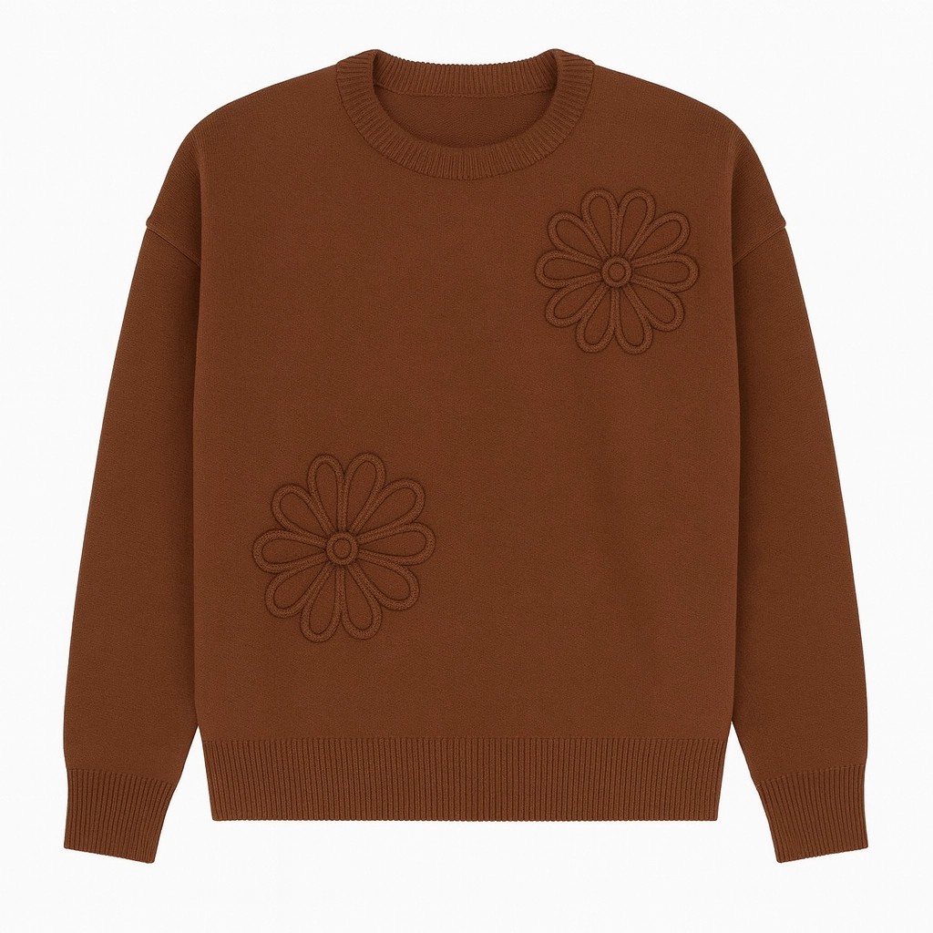 Dámský svetr pletený s kvetičky One Size 