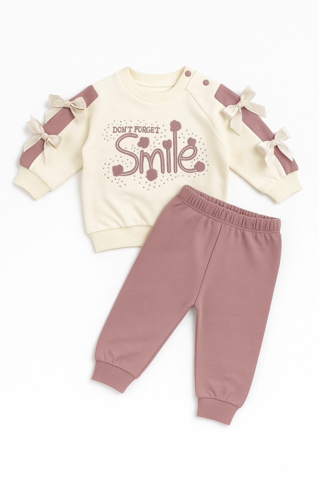 Tepláková souprava pro miminka s potiskem a mašlí 