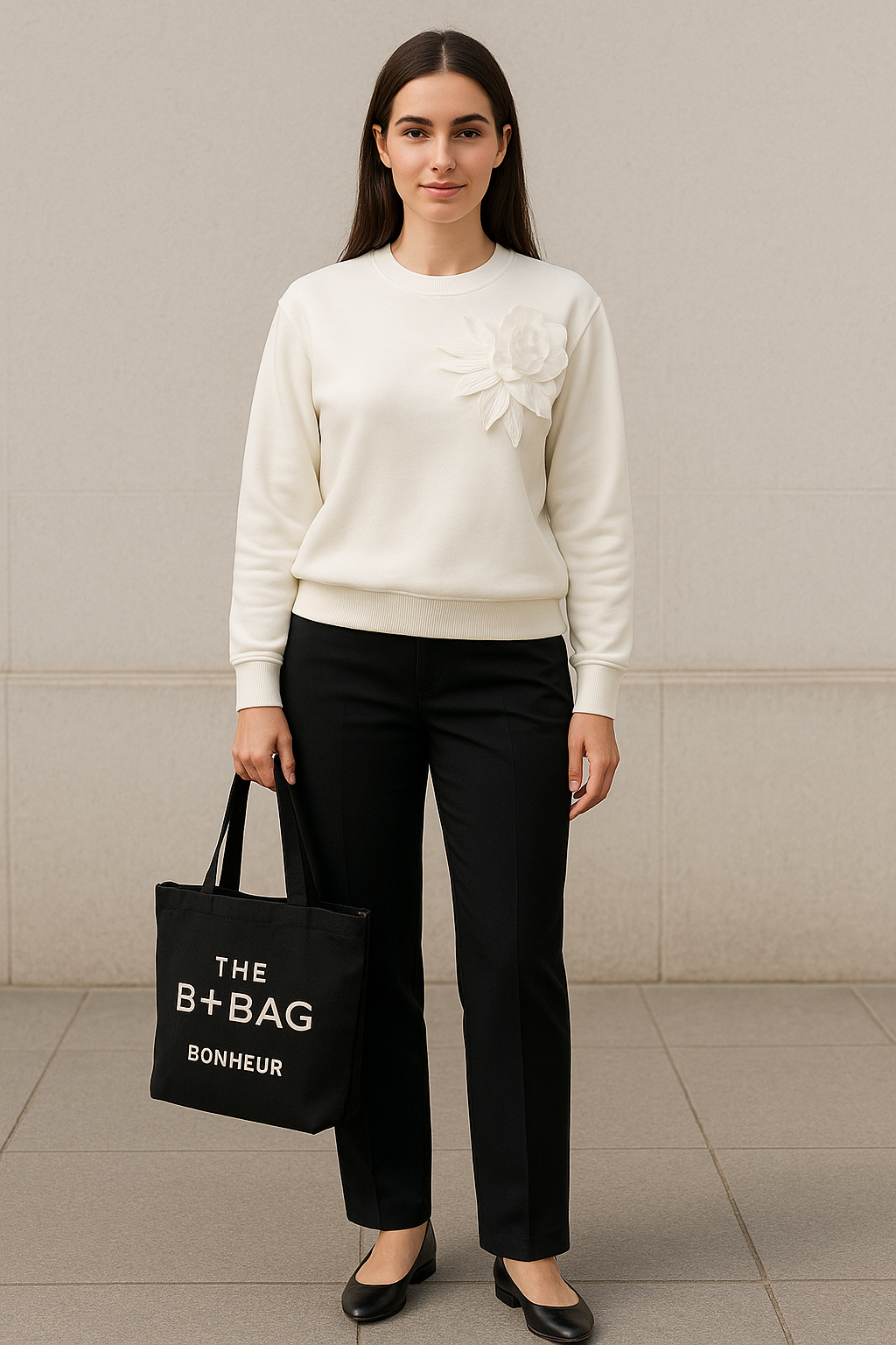 Dámský jarní svetr s květinou 