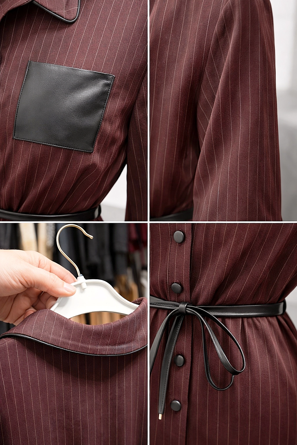 Dámské Tmavě vínové košilové šaty 