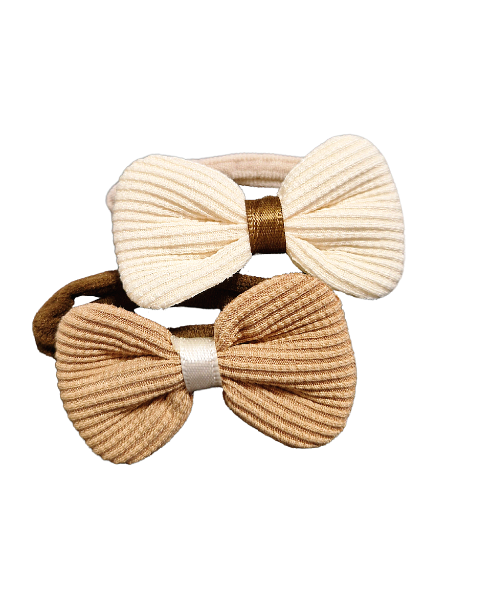 Gumičky do vlasů s květinou a mašlí 2ks